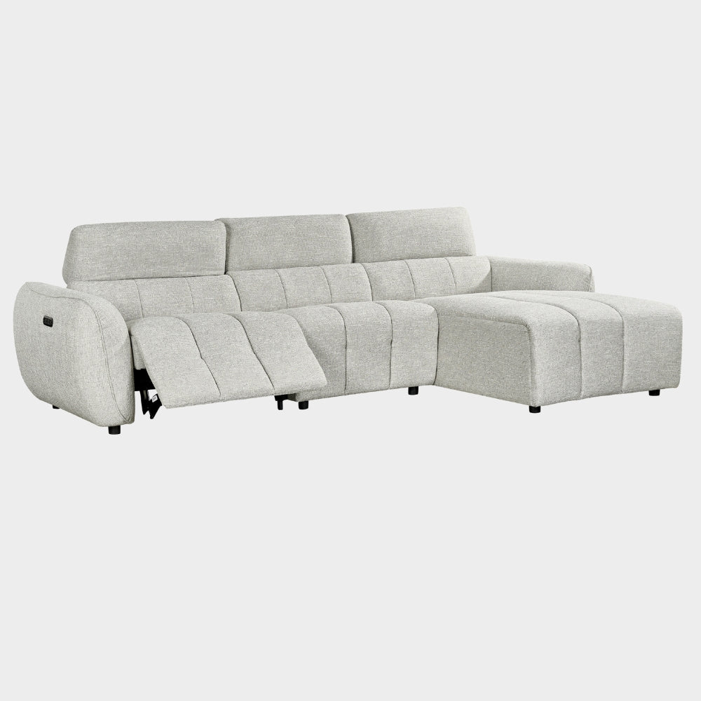 Turin Electric Recliner Sofa Silver Right Hand Corner