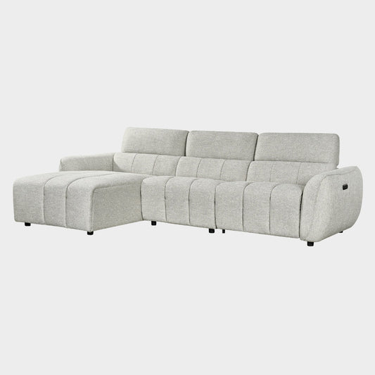 Turin Electric Recliner Sofa Silver Left Hand Corner