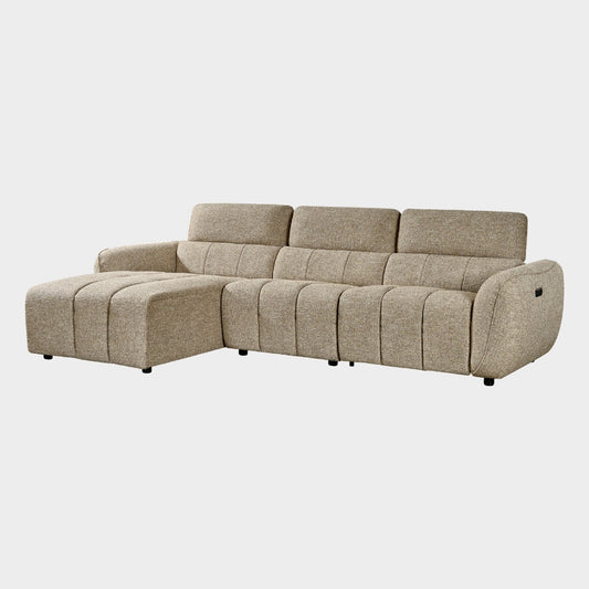 Turin Electric Recliner Sofa Mocha Left Hand Corner