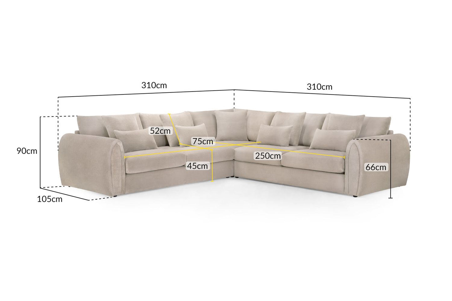 Mirabel Sofa Mocha Large Corner