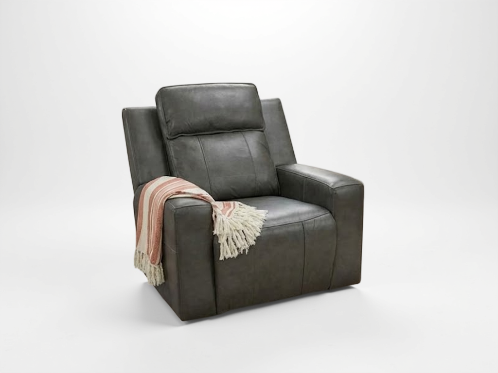 Barcelona Leather Recliner Sofa Armchair Grey