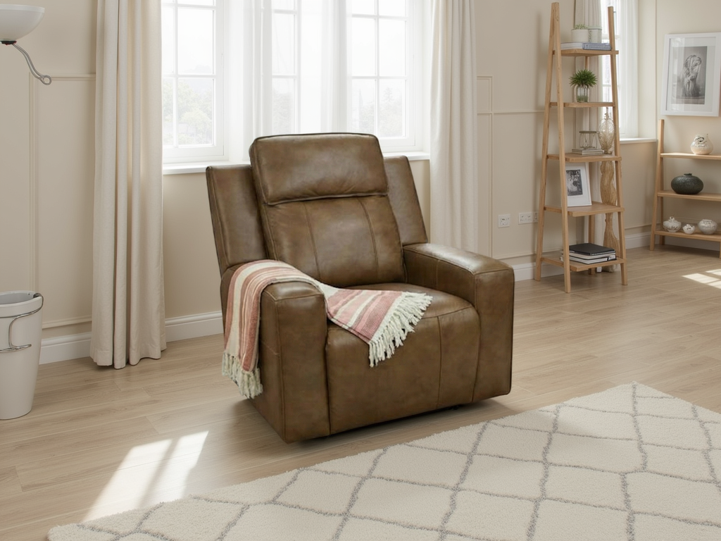 Barcelona Leather Recliner Sofa Armchair Brown