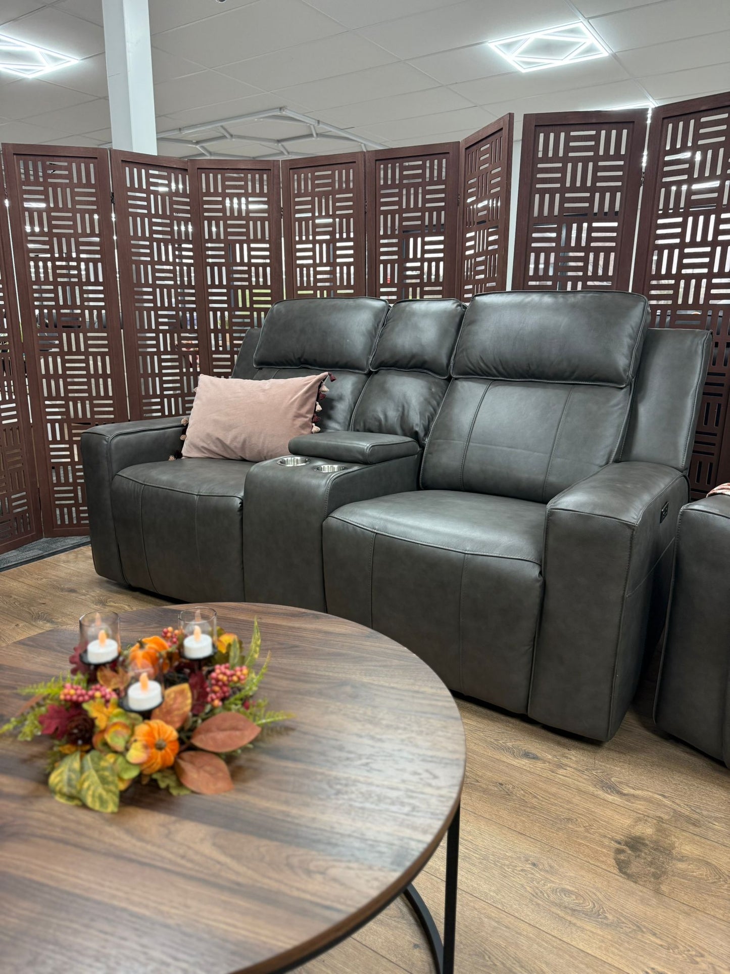 Barcelona Leather Recliner Sofa 2 Seater Grey