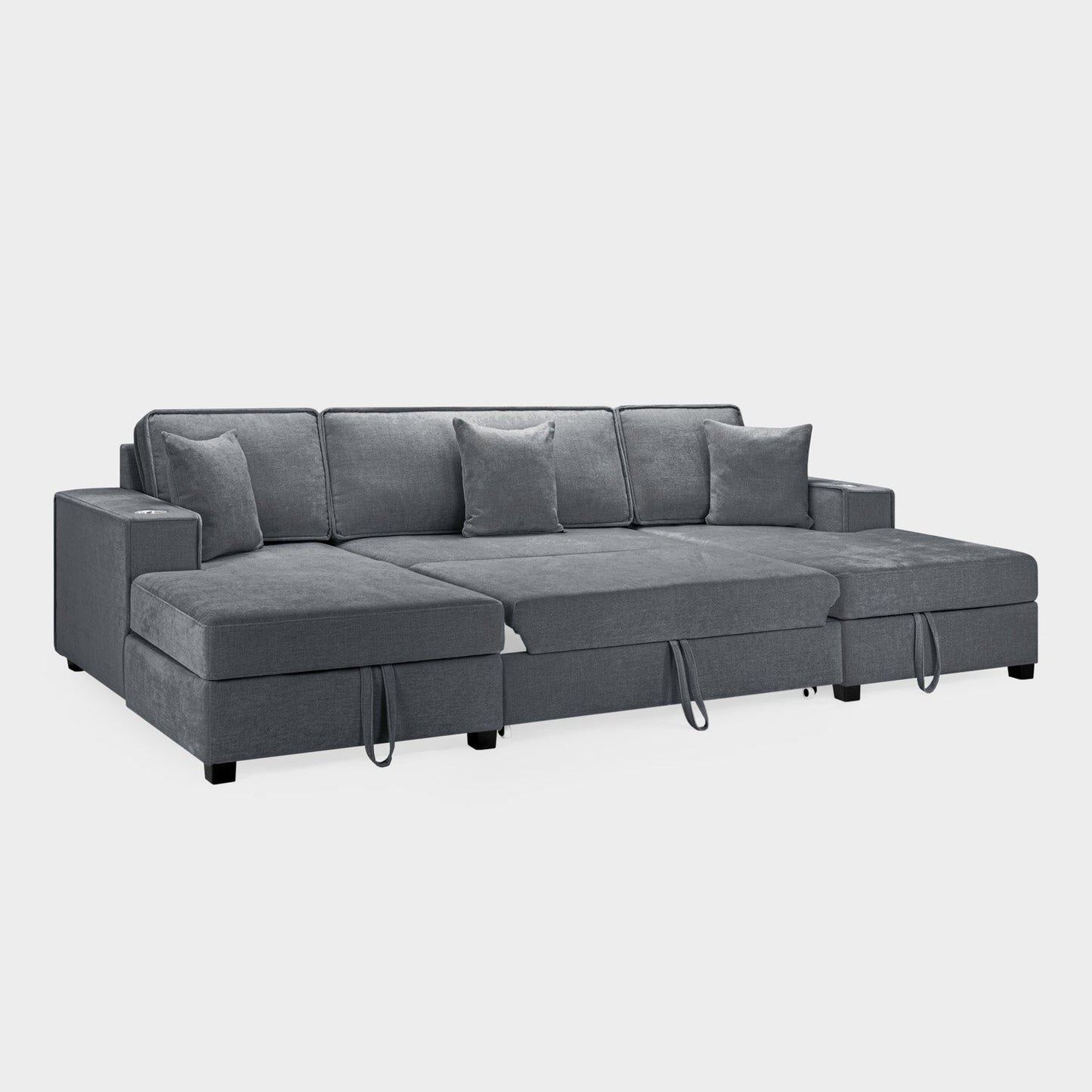Milan Sofa Bed Grey U Shape Corner