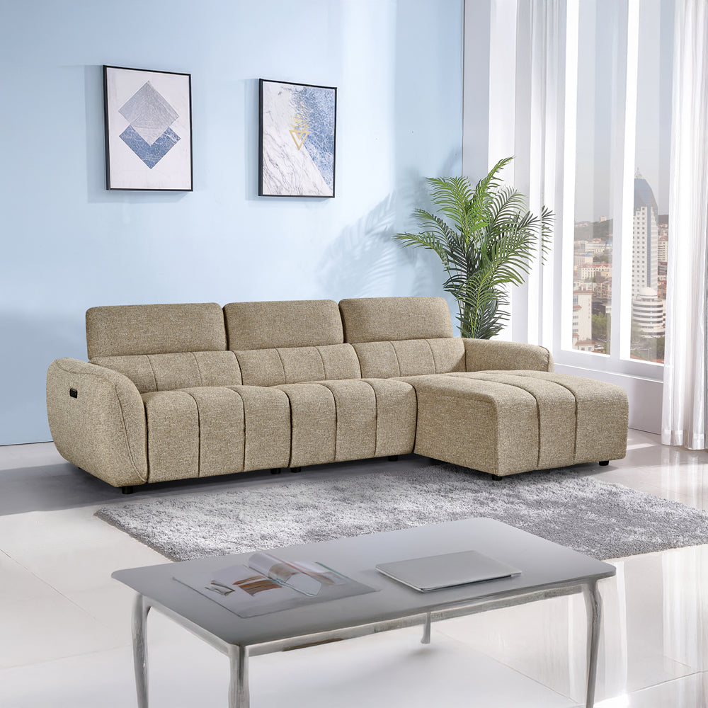 Turin Electric Recliner Sofa Mocha Right Hand Corner