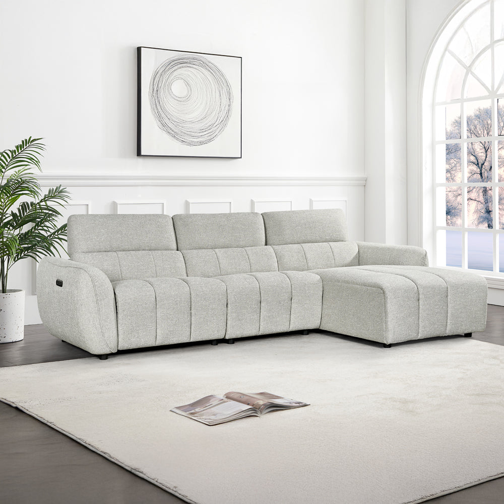 Turin Electric Recliner Sofa Silver Right Hand Corner