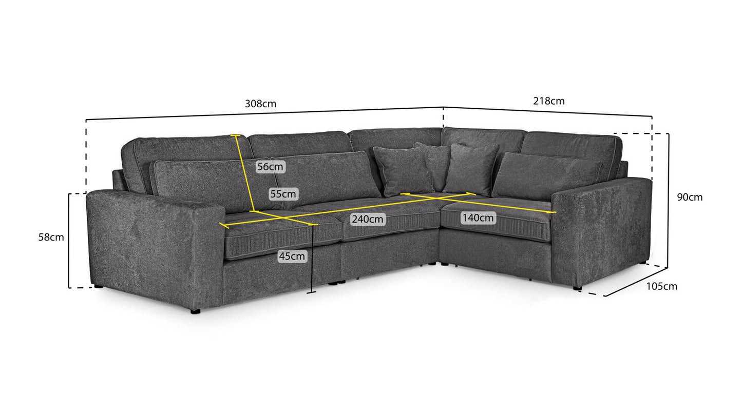 Kiana Modular Sofa Ivory Right Hand Facing Corner