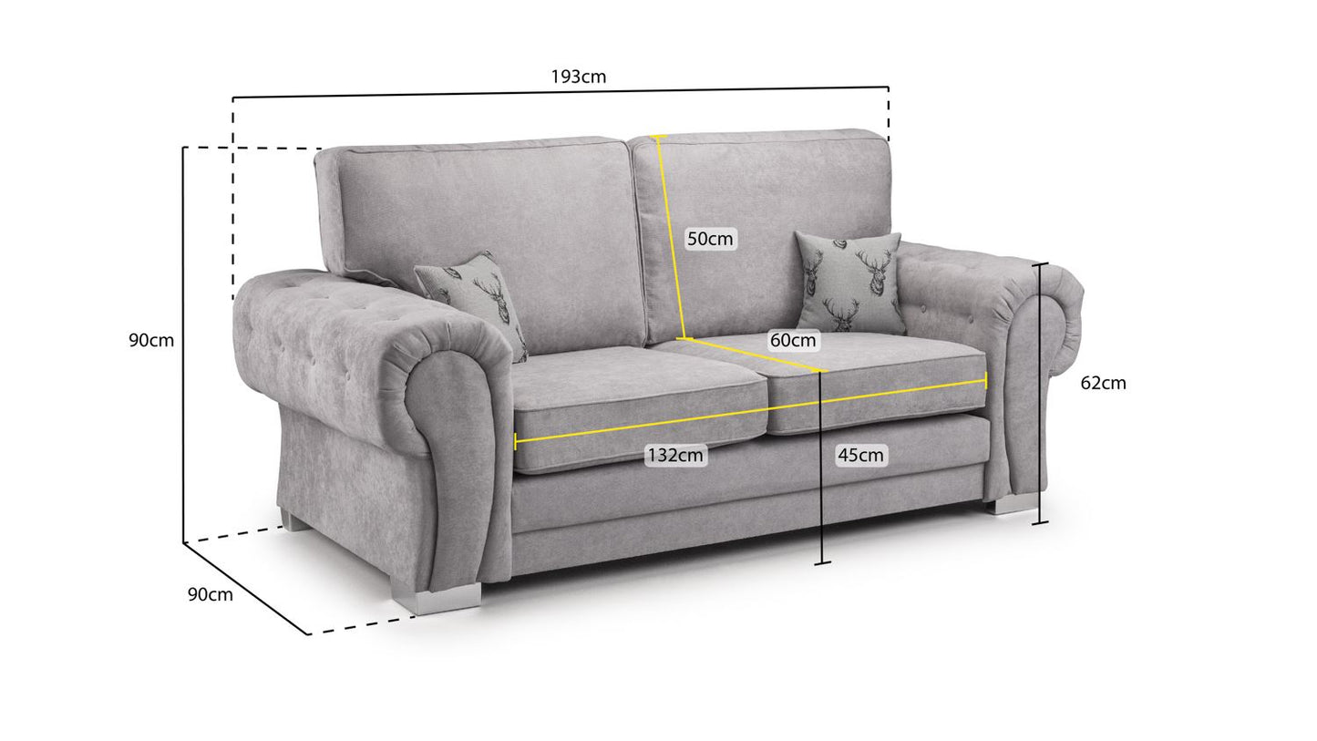 Verona Fullback Sofa Grey 3 Seater