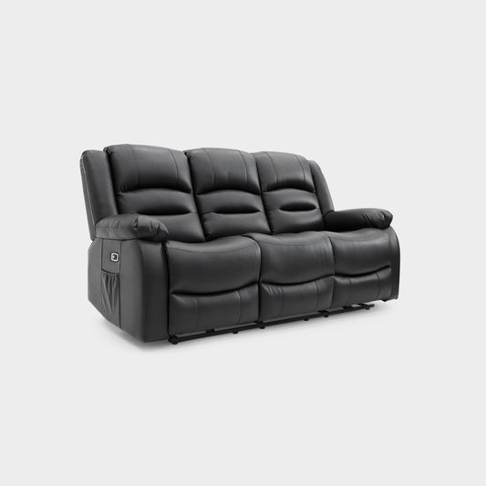 Alva Electric Recliner Sofa Black 3 Seater