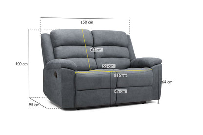 Sable Recliner Sofa Grey 2 Seater