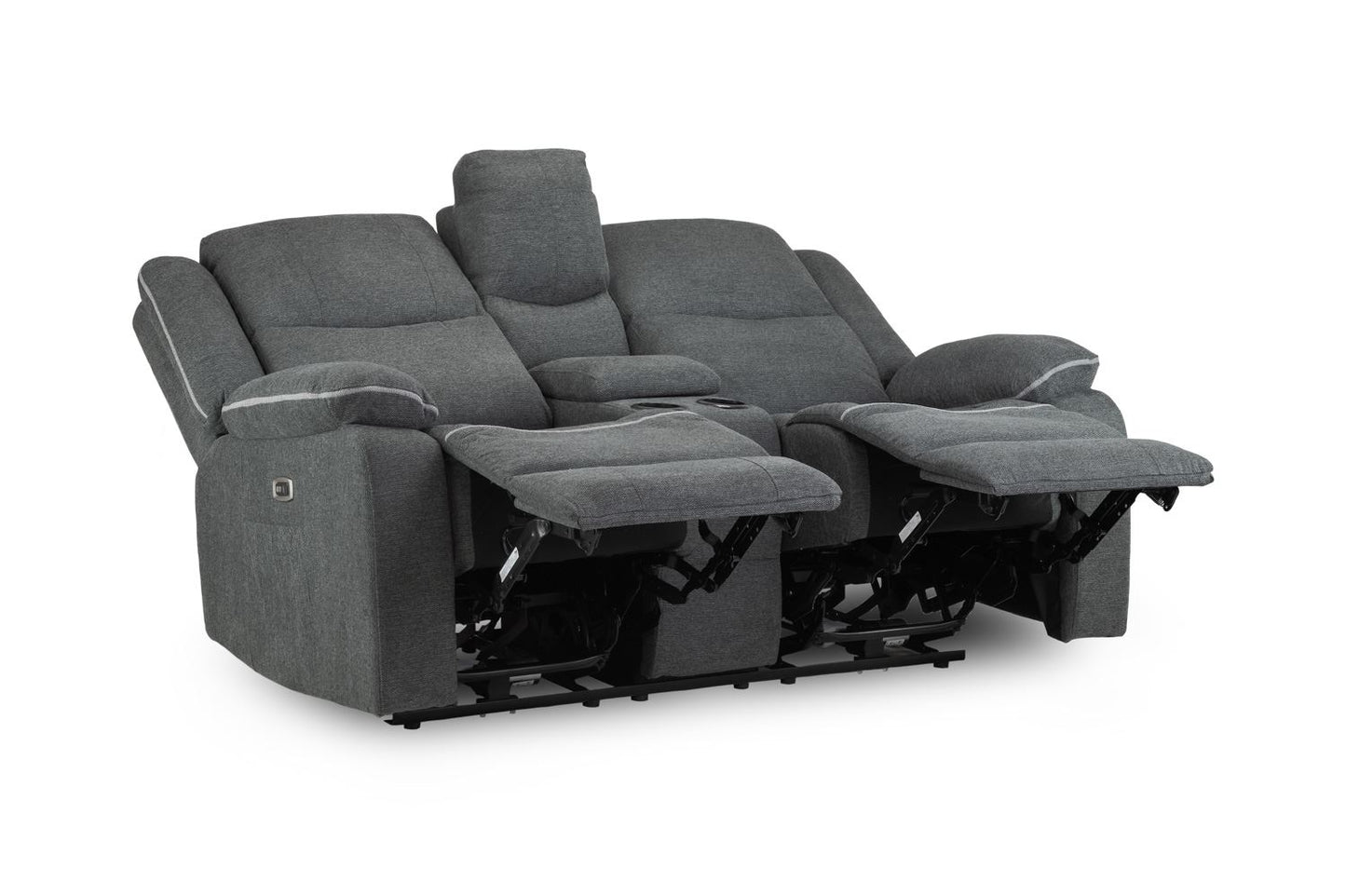 Harald Electric Recliner Sofa Grey Fabric 2 Seater