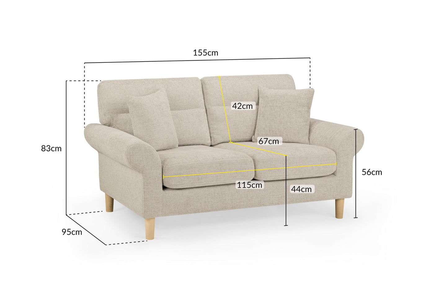 Florence Sofa Beige 2 Seater