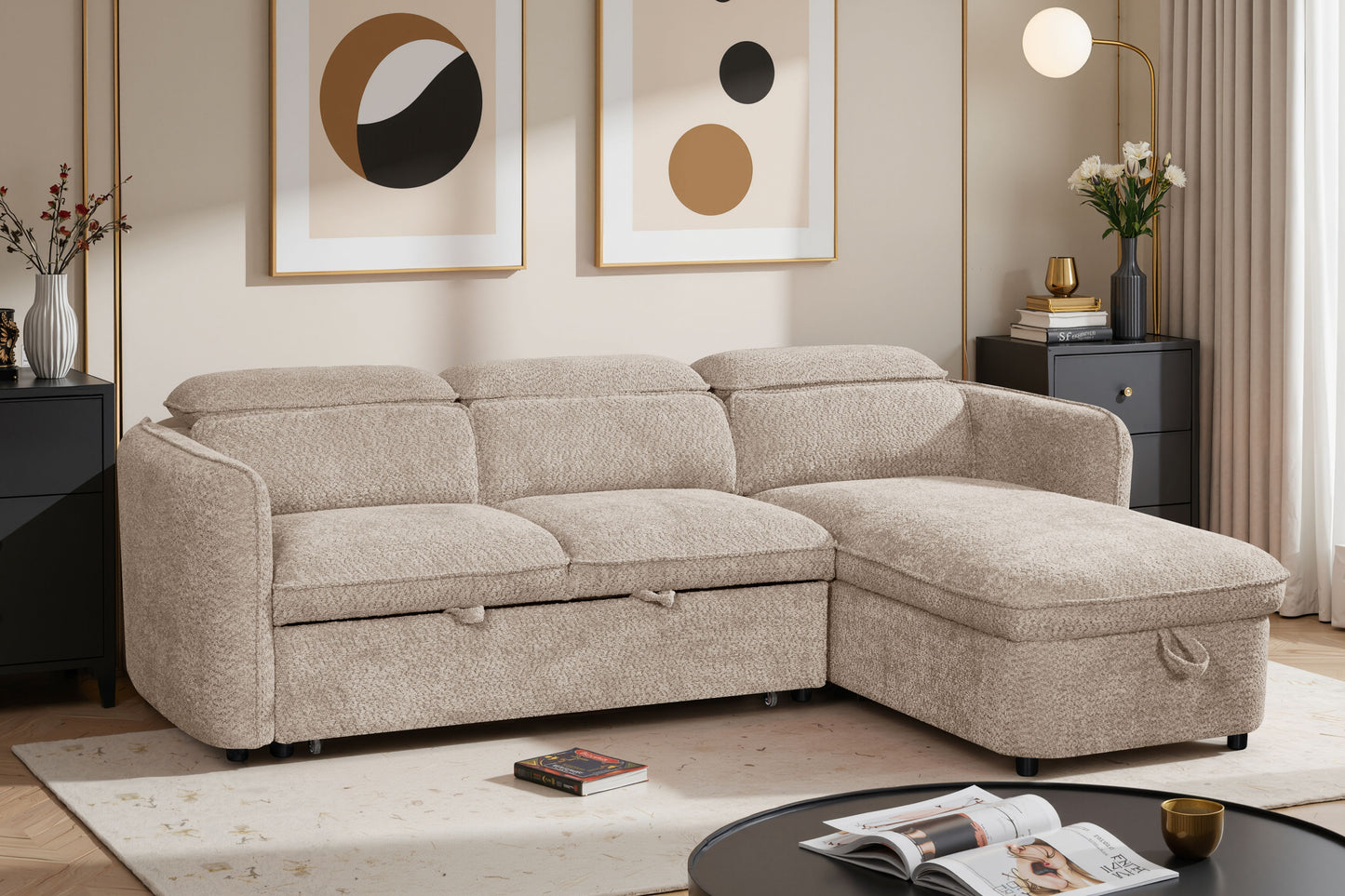 Capri Sofa Bed Universal Corner Beige