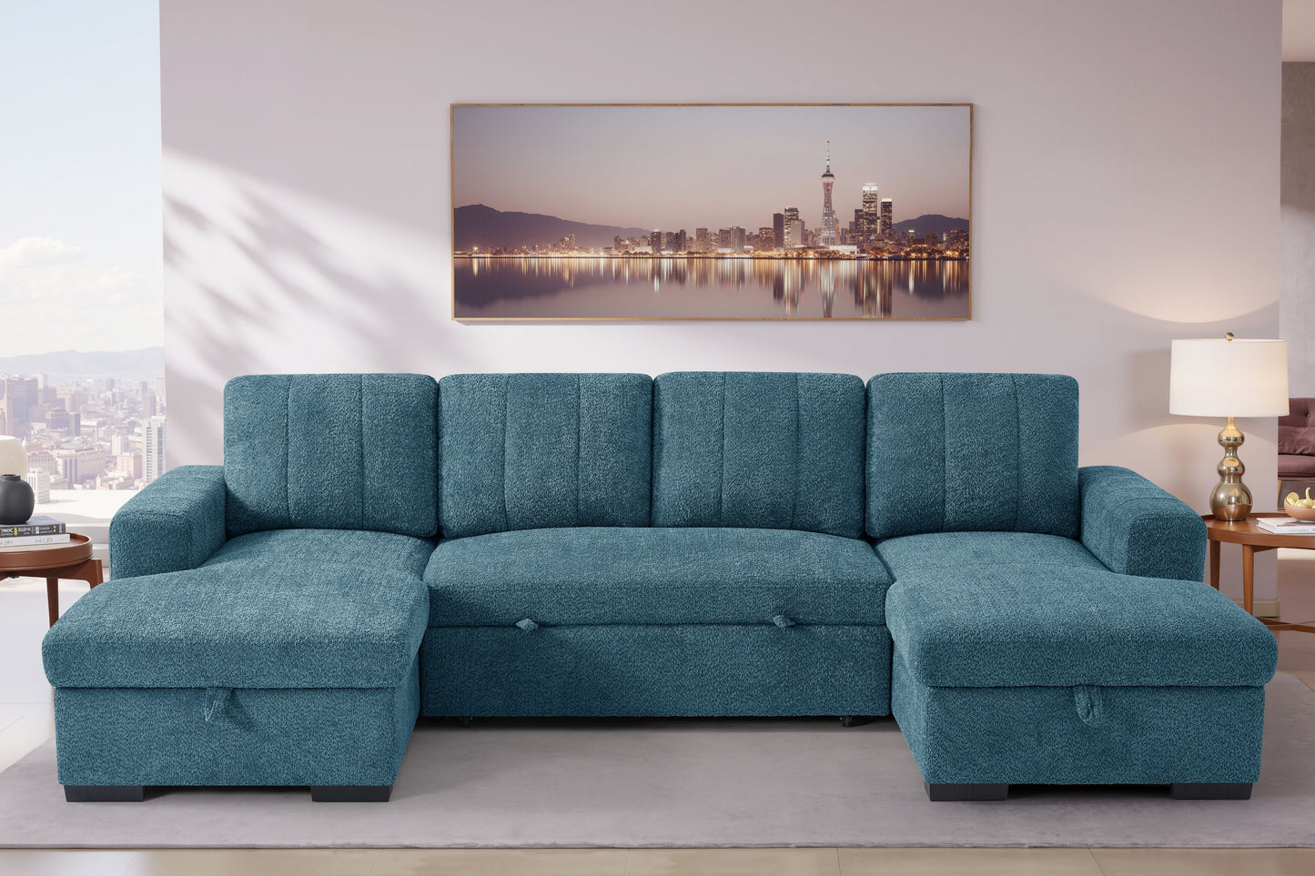 Como Sofa Bed U Shape Corner Blue