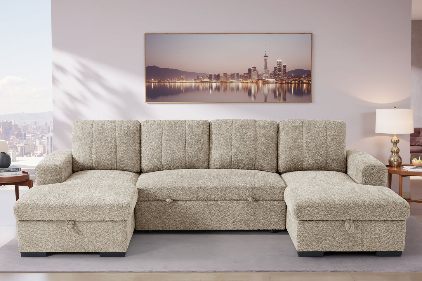 Como Sofa Bed U Shape Corner Beige