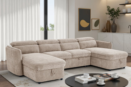 Capri Sofa Bed U Shape Corner Beige