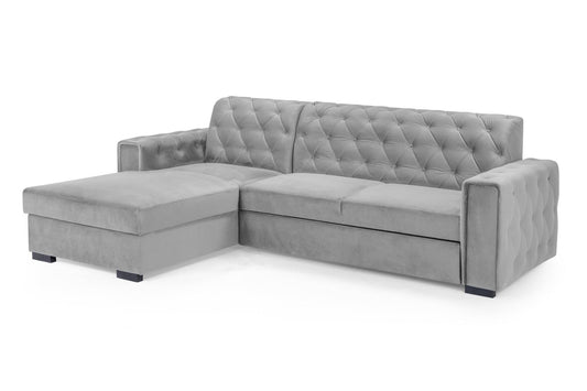 Reva Sofabed Plush Grey Left Hand Facing Corner