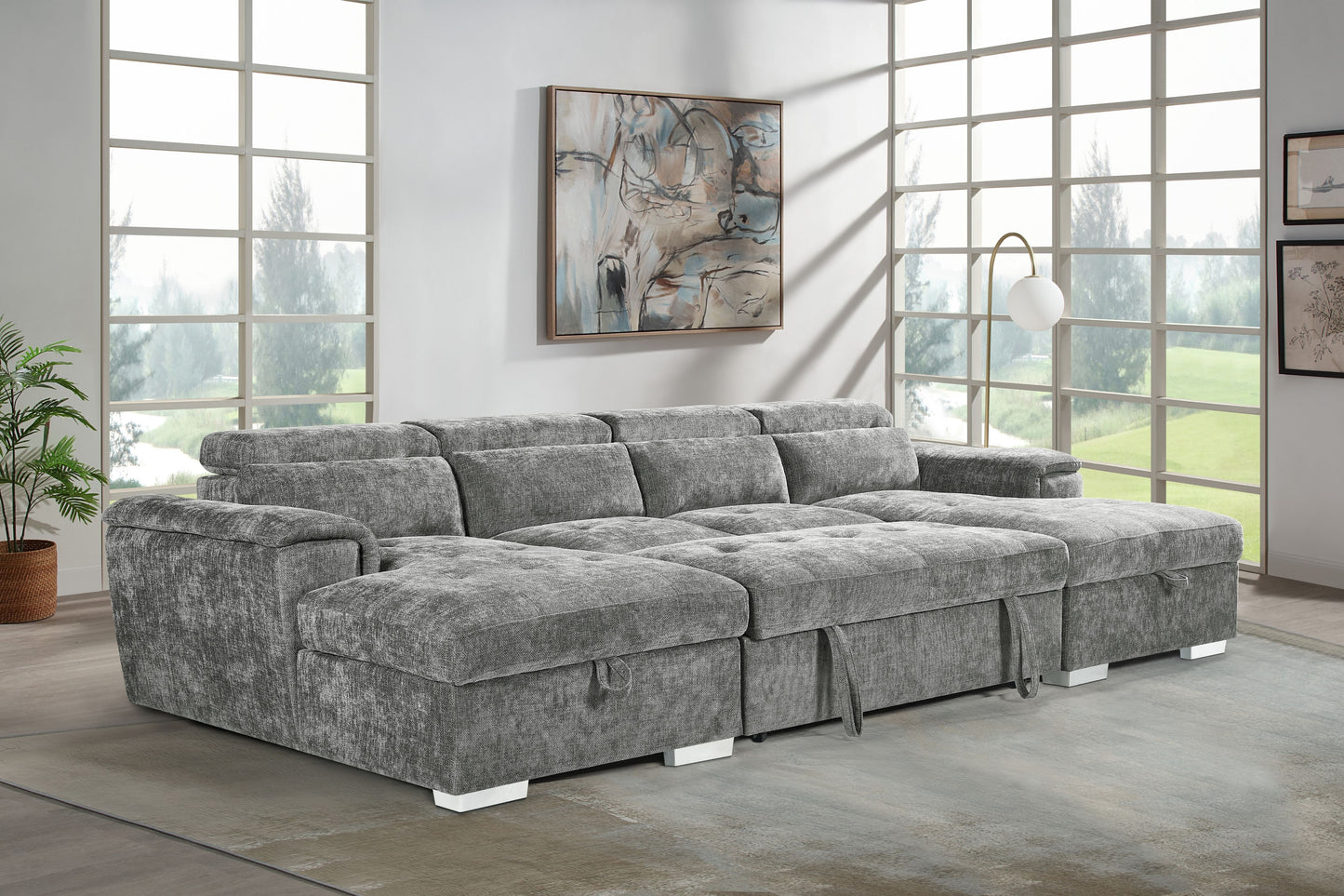 Alaya Sofa Bed U Shape Corner Grey