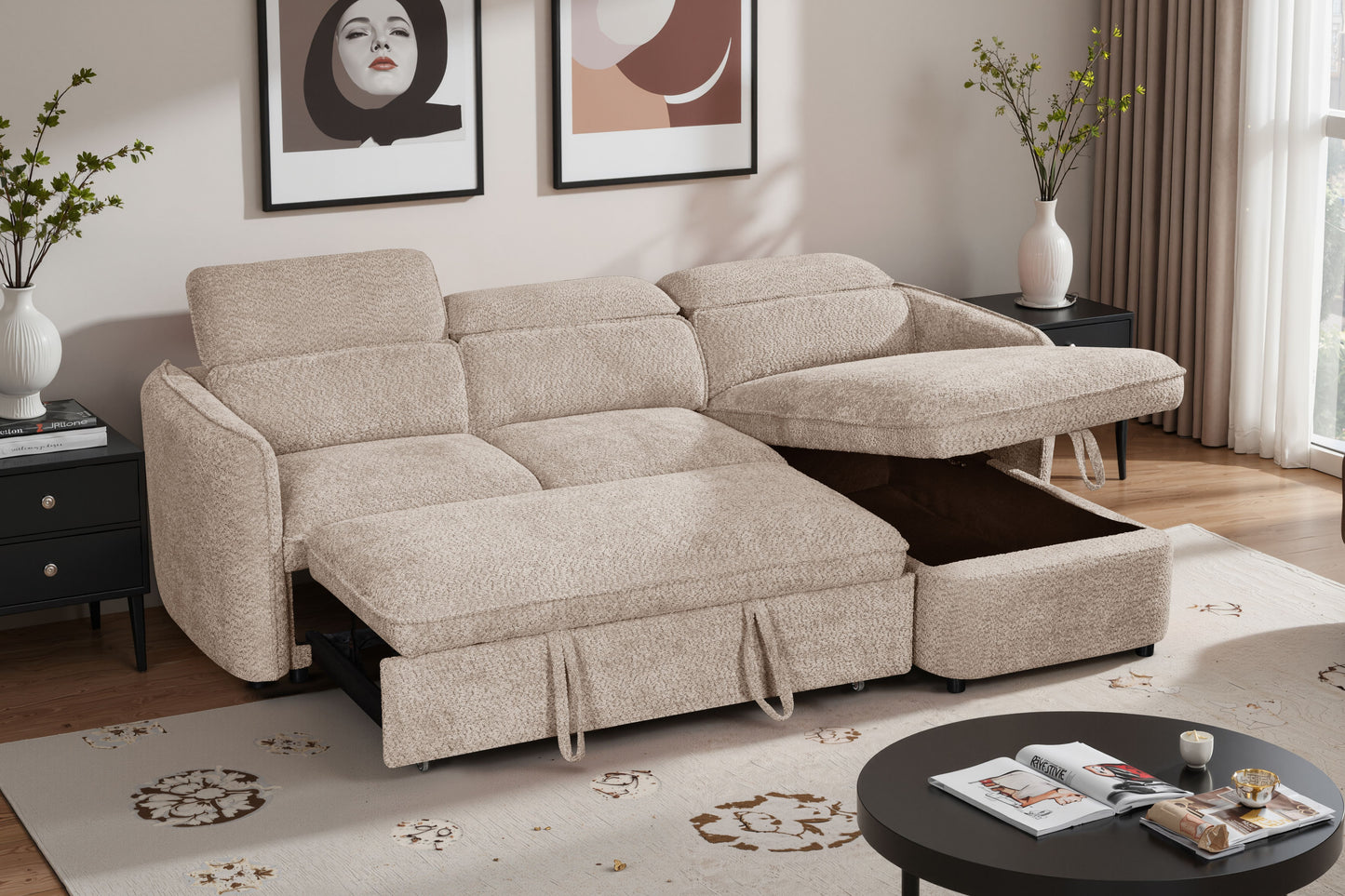 Capri Sofa Bed Universal Corner Beige