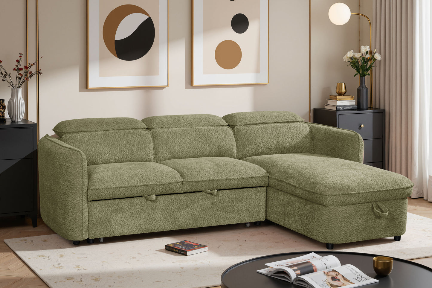 Capri Sofa Bed Universal Corner Green
