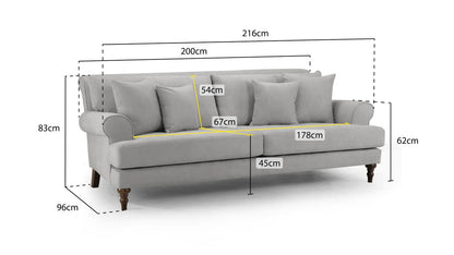 Summer Sofa Grey 4 Seater