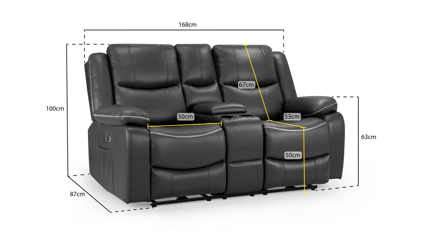 Harald Electric Recliner Sofa Black 2 Seater