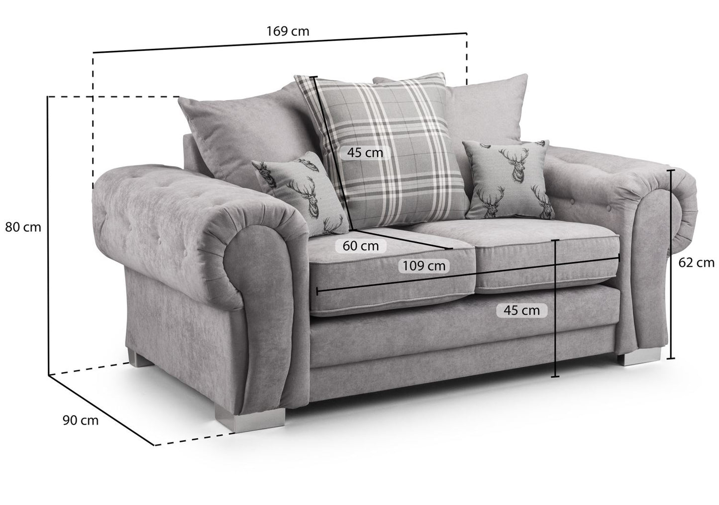 Verona Scatterback Sofa Grey 2 Seater