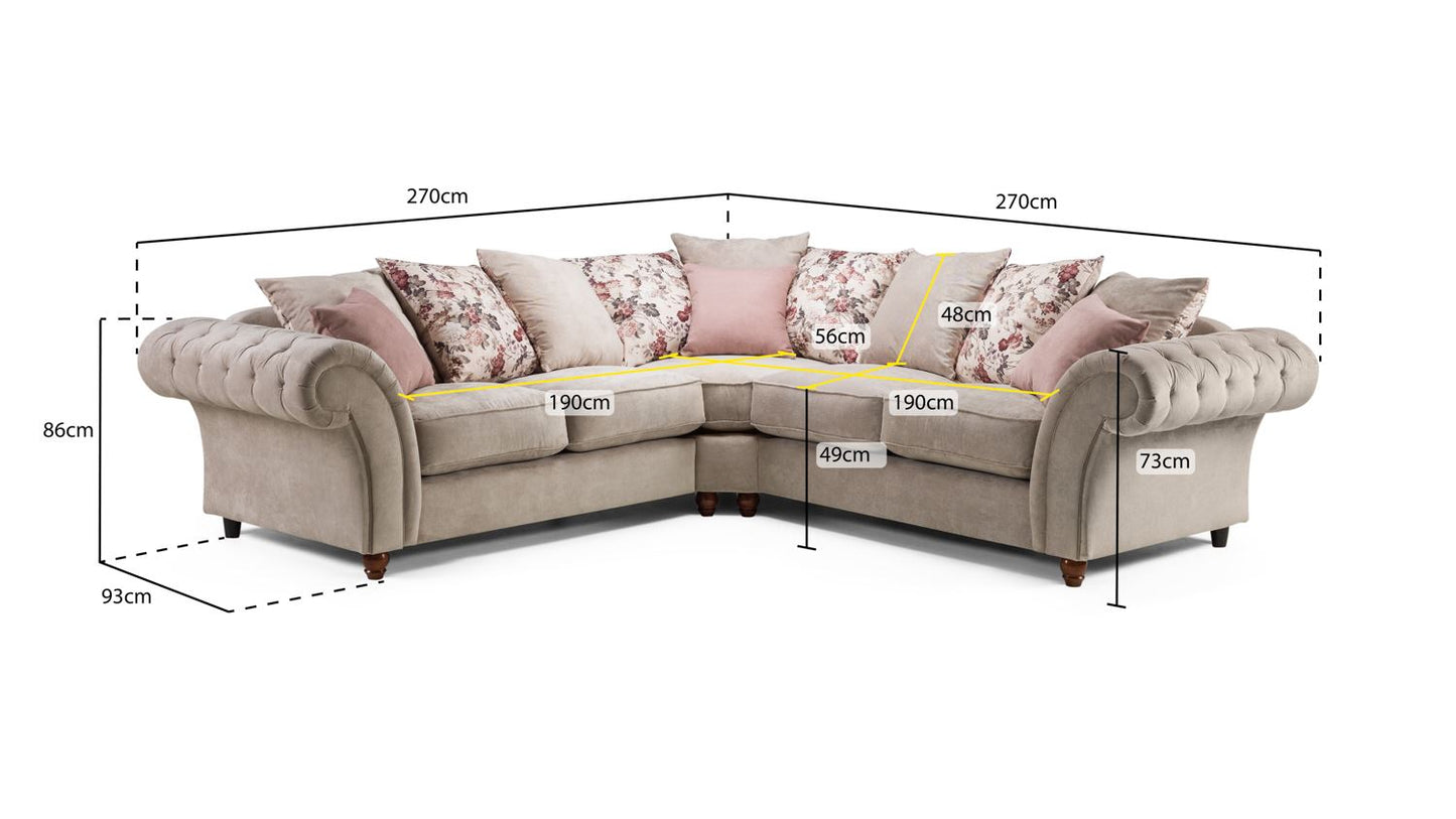 Roma Chesterfield Sofa Beige Large Corner