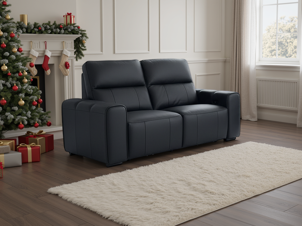 Bellagio Leather Recliner Sofa 2 Seater Black