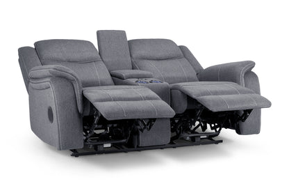 Galaxy Tech Recliner Sofa Grey Fabric 2 Seater