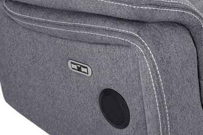 Galaxy Tech Recliner Sofa Grey Fabric 2 Seater