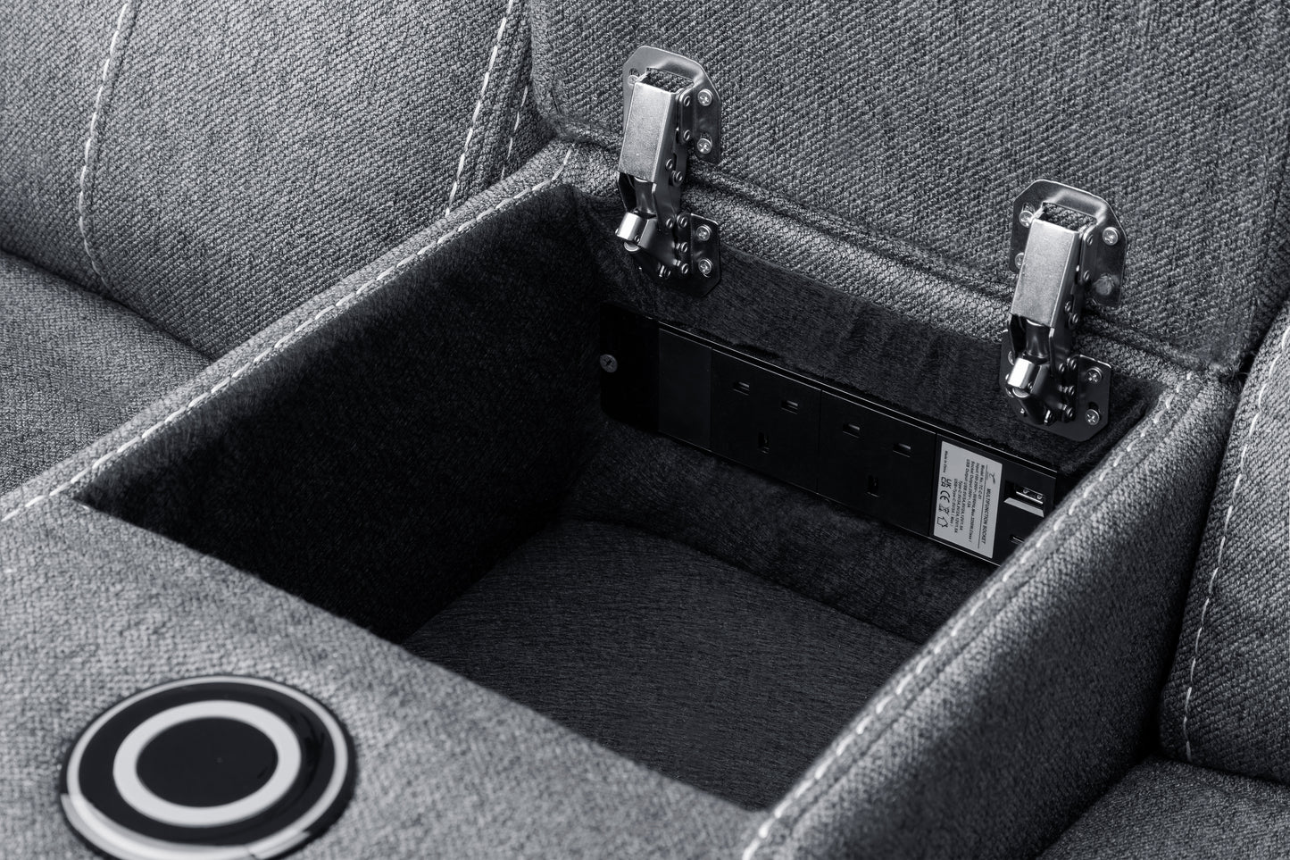 Galaxy Tech Recliner Sofa Grey Fabric 2 Seater