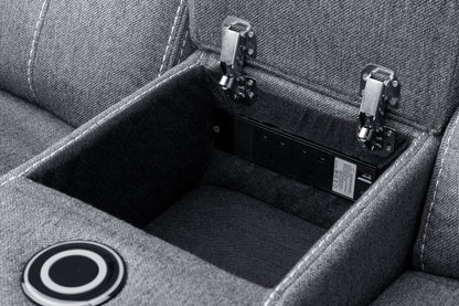 Galaxy Tech Recliner Sofa Grey Fabric 2 Seater