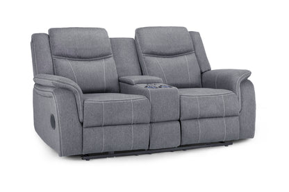 Galaxy Tech Recliner Sofa Grey Fabric 2 Seater
