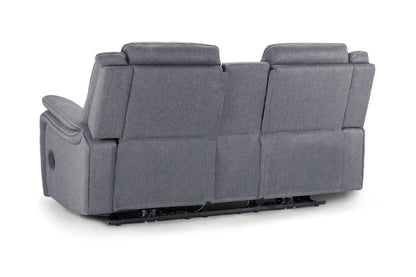 Galaxy Tech Recliner Sofa Grey Fabric 2 Seater