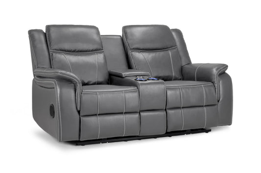 Galaxy Tech Recliner Sofa Grey 2 Seater