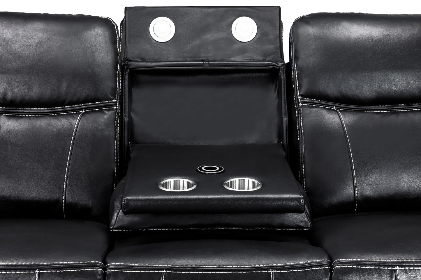 Galaxy Tech Recliner Sofa Black 3 Seater