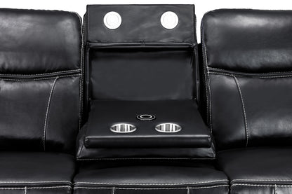 Galaxy Tech Recliner Sofa Black 3 Seater