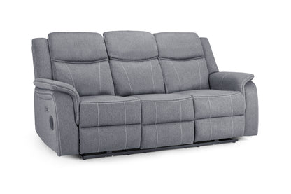 Galaxy Tech Recliner Sofa Grey Fabric 3 Seater