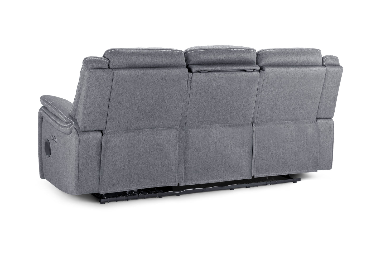 Galaxy Tech Recliner Sofa Grey Fabric 3 Seater