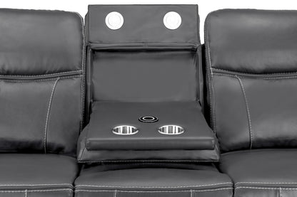 Galaxy Tech Recliner Sofa Grey 3 Seater
