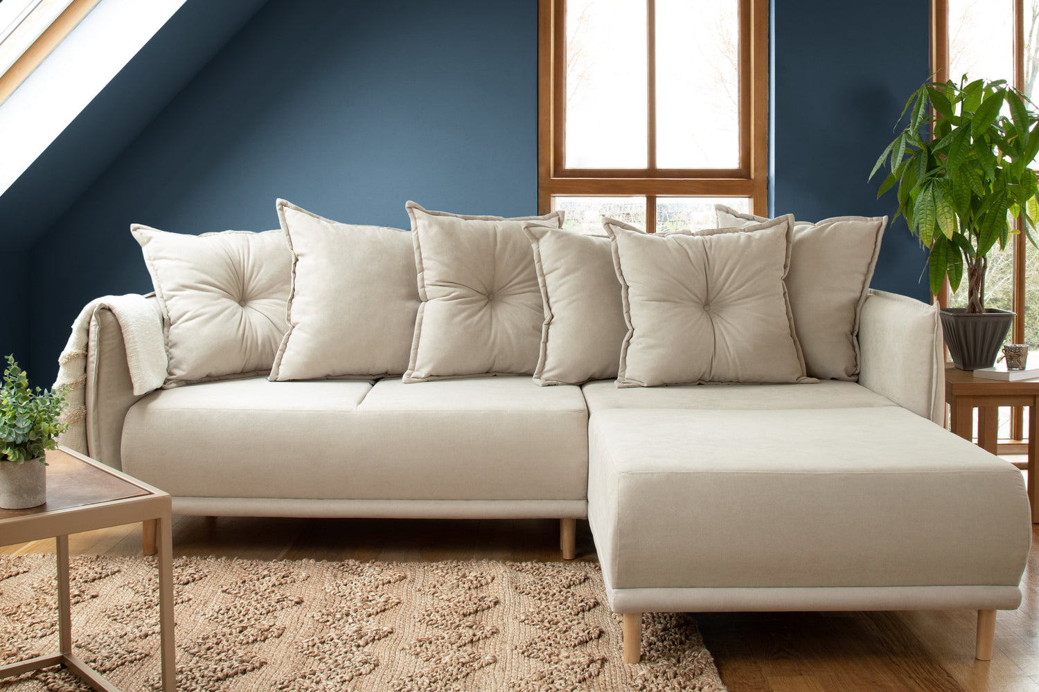 gale beige fabric corner sofa