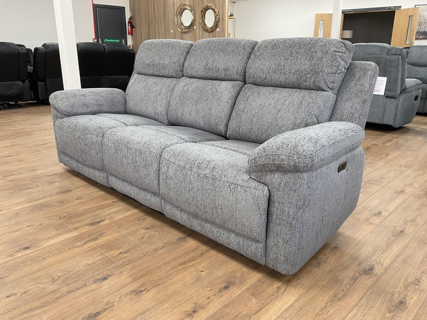 Owen Electric Recliner Sofa 3 Seater Grey