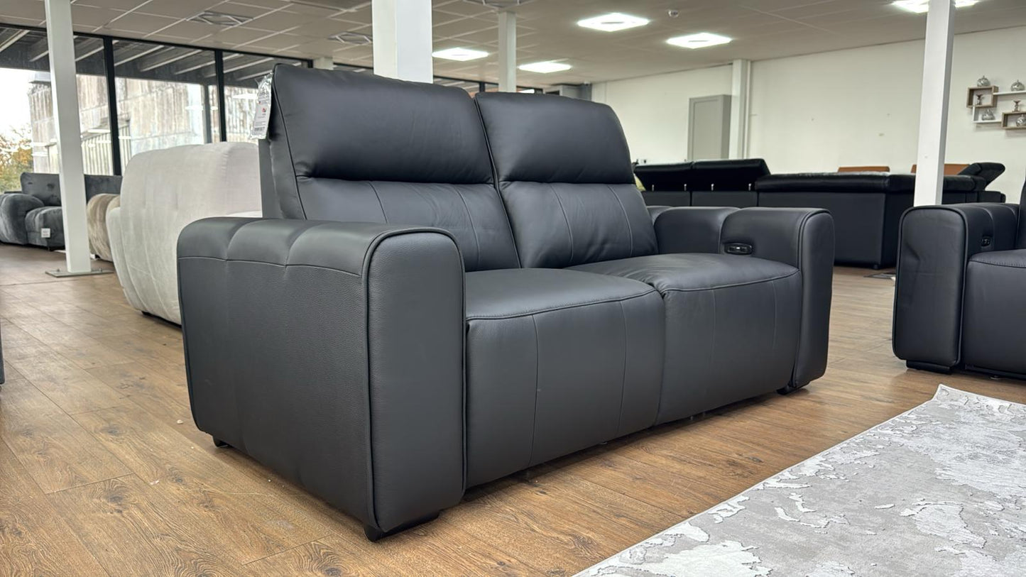 Bellagio Leather Recliner Sofa 2 Seater Black