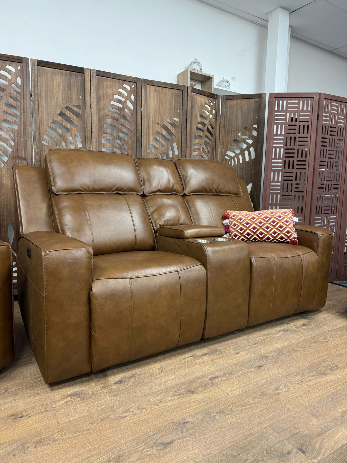 Barcelona Leather Recliner Sofa 2 Seater Brown