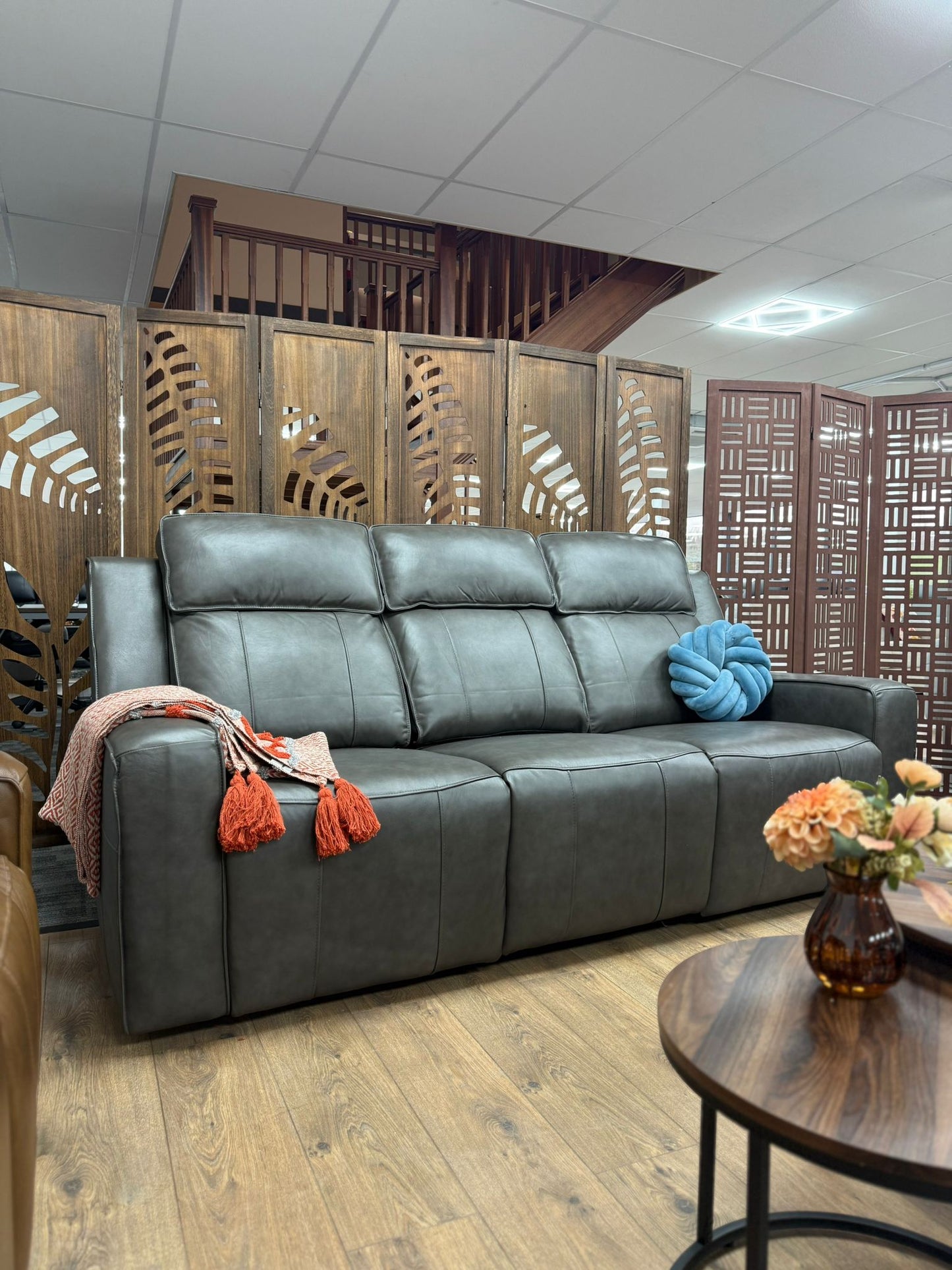 Barcelona Leather Recliner Sofa 3 Seater Grey