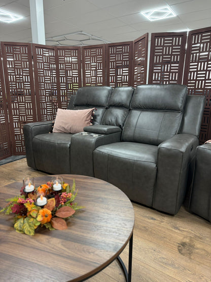 Barcelona Leather Recliner Sofa 2 Seater Grey