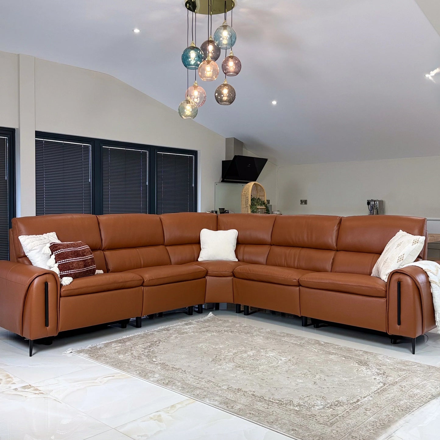 Arizona Electric Recliner Sofa Tan Large Corner