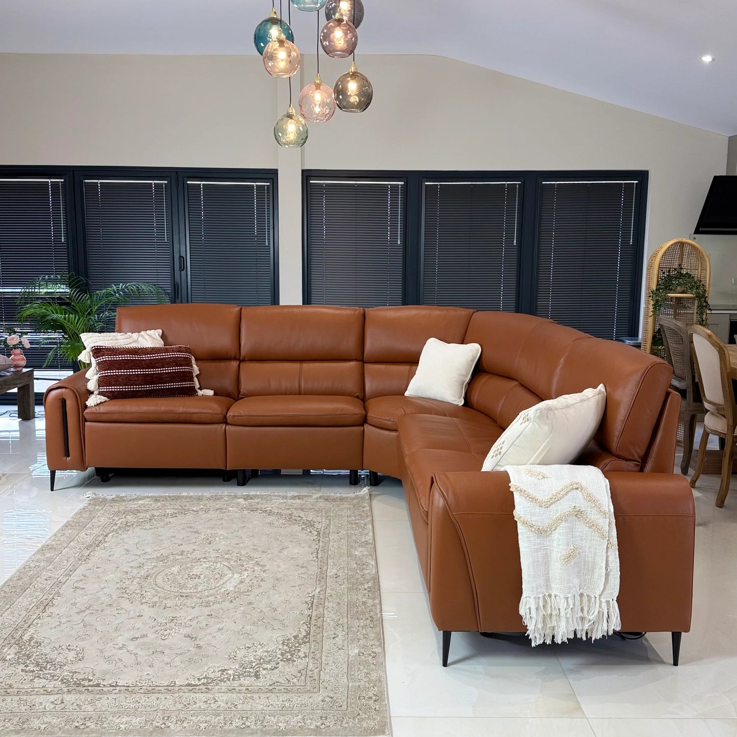 Arizona Electric Recliner Sofa Tan Large Corner