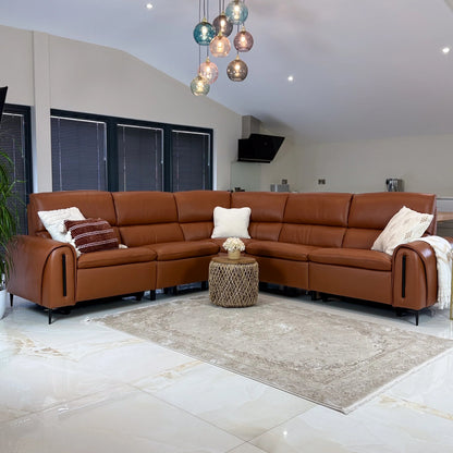 Arizona Electric Recliner Sofa Tan Large Corner